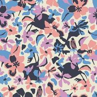 Vector Abstract flower illustration seamless repeat pattern