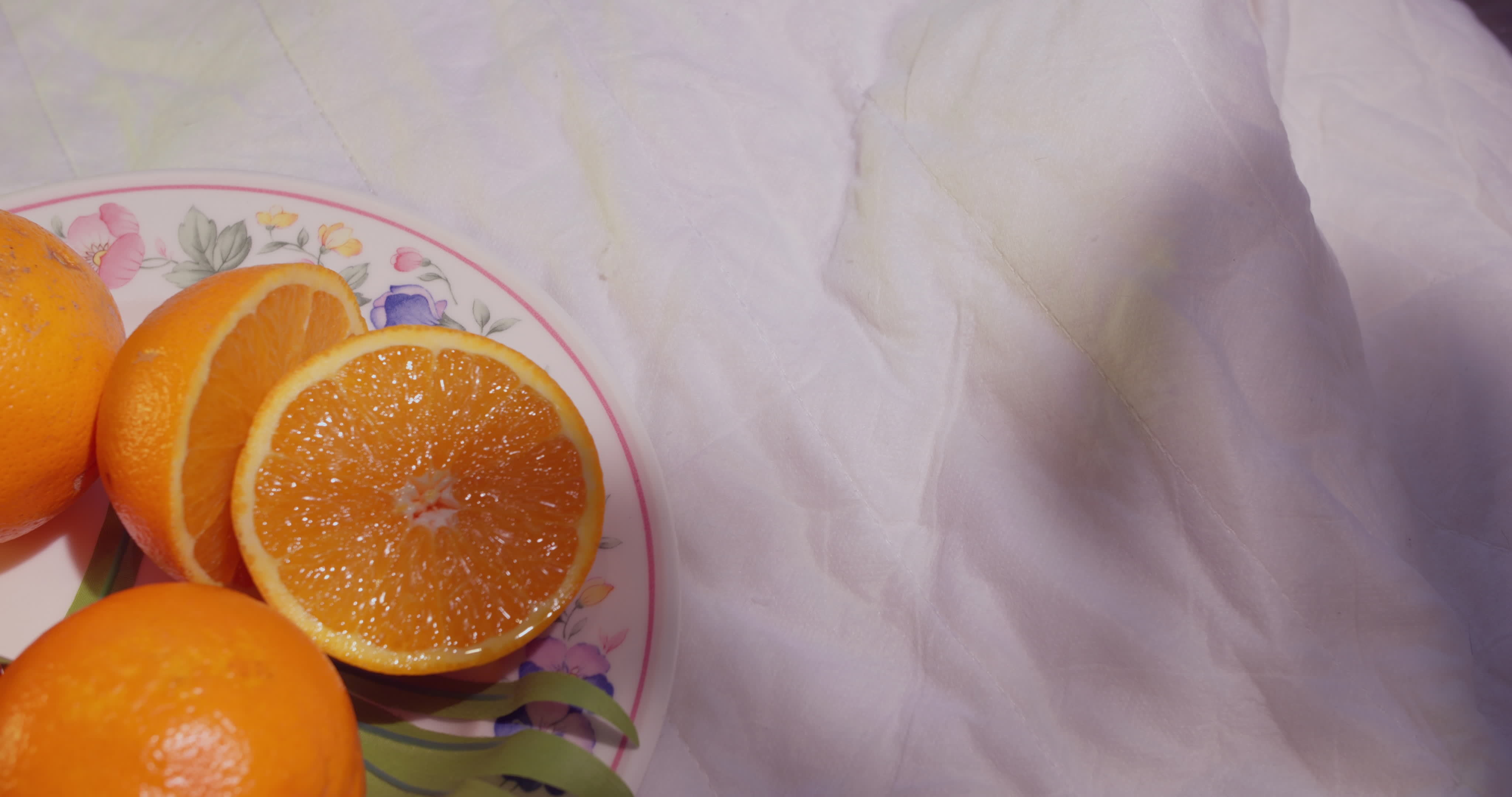 Oranges Laying On A Bed In The Morning 20806074 Stock Video at Vecteezy