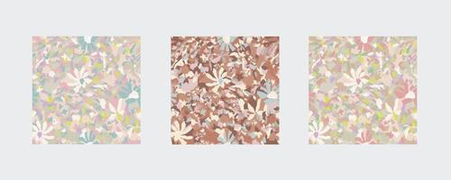 multi color ditsy flower illustration seamless repeat pattern 3 color ways set vector