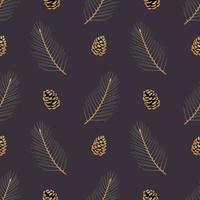 Seamless pattern with pine cones and pine branches. vector