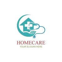 hogar cuidado logo plantilla, médico hogar logo vector