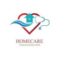 hogar cuidado logo plantilla, médico hogar logo vector