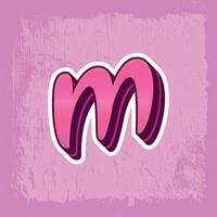 3d illustration of small letter m vector