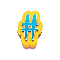 3d illustration of hash tag vector