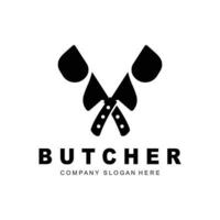 Butcher logo design, Knife Cutting Tool Vector Template, Product Brand Illustration Design For Butcher, Farm, Butcher Shop