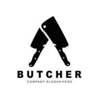 Butcher logo design, Knife Cutting Tool Vector Template, Product Brand Illustration Design For Butcher, Farm, Butcher Shop