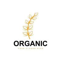 Wheat Rice Logo, Agricultural Organic Plants Vector, Luxury Design Golden Bakery Ingredients vector