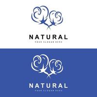 Cotton Logo, Natural Biological Organic Plant Design, Beauty Textile and Clothing Vector, Soft Cotton Flowers vector