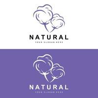 Cotton Logo, Natural Biological Organic Plant Design, Beauty Textile and Clothing Vector, Soft Cotton Flowers vector