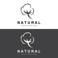 Cotton Logo, Natural Biological Organic Plant Design, Beauty Textile and Clothing Vector, Soft Cotton Flowers vector