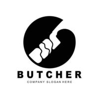 Butcher logo design, Knife Cutting Tool Vector Template, Product Brand Illustration Design For Butcher, Farm, Butcher Shop