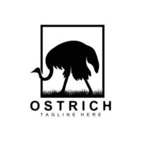 diseño de logotipo de avestruz, ilustración de animales del desierto, vida en el bosque, producto de marca de camello vectorial vector