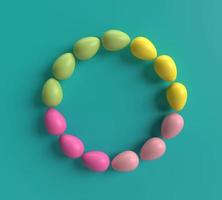 Easter egg colorful green yellow pink red gradient circle round empty symbol decoration  happy easter egg april spring season background festival celebration event animal chicken pet rabbit.3d render photo