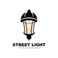 Street Light Logo, Lightning Lantern Vector, Template Icon Retro Classic Vintage Design vector