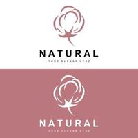 Cotton Logo, Natural Biological Organic Plant Design, Beauty Textile and Clothing Vector, Soft Cotton Flowers vector