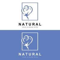 Cotton Logo, Natural Biological Organic Plant Design, Beauty Textile and Clothing Vector, Soft Cotton Flowers vector