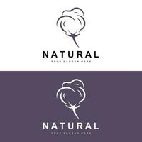 Cotton Logo, Natural Biological Organic Plant Design, Beauty Textile and Clothing Vector, Soft Cotton Flowers vector