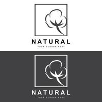 Cotton Logo, Natural Biological Organic Plant Design, Beauty Textile and Clothing Vector, Soft Cotton Flowers vector