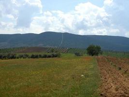 Sights of the green mountain and the blue sky photo