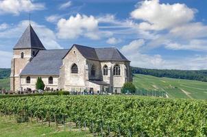 Church in Vineyard Landscape close to Epernay,Champagne region,France photo