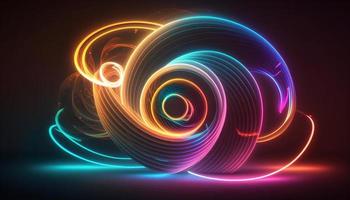 3d abstract geometric neon background, glowing spiral line, simple helix. Minimalist wallpaper photo