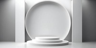 Minimalist White Product Background with Empty Space on Modern Interior Platform photo