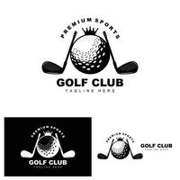 logotipo de pelota de golf, golf de palo vectorial. juego de deportes al aire libre, diseño de disciplina, plantilla de icono vector