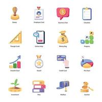 Collection of Business Management Flat Icons vector