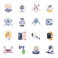 Trendy Artificial Intelligence Flat Icons vector