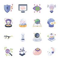Collection of AI Technology Flat Icons vector