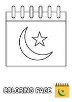 Coloring page with Calendar for kids vector