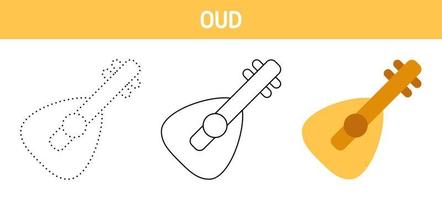 Oud tracing and coloring worksheet for kids vector