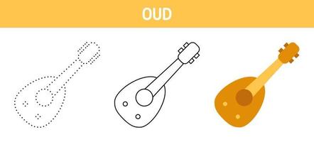 Oud tracing and coloring worksheet for kids vector