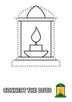 Dot to dot page with Oil Lamp for kids vector