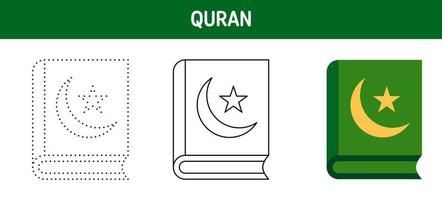 Quran tracing and coloring worksheet for kids vector