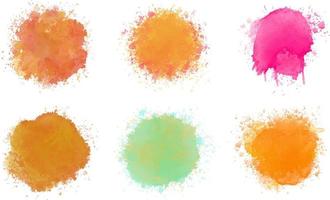 watercolor splatter stain colorful set of eight vector