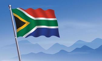 South Africa flag with background of mountains and sky vector