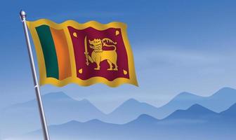 Sri Lanka flag with background of mountains and sky vector