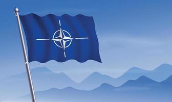 OTAN bandera con antecedentes de montañas y cielo vector