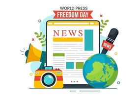 World Press Freedom Day on May 3 Illustration with Hands Holding News Microphones for Web Banner or Landing Page in Flat Cartoon Hand Drawn Templates vector