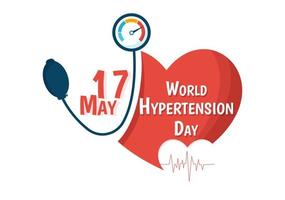 World Hypertension Day on May 17th Illustration with High Blood Pressure and Red Love Image in Flat Cartoon Hand Drawn for Landing Page Templates vector