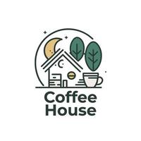 Coffee house logo template. Coffee house vector illustration. Cozy home.