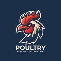 Rooster head logo template vector icon illustration design isolated on dark background