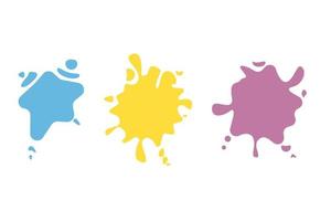 Hand drawn ser of color paint splashes. Different shapes of paint splatter and drops, ink blobs. Vector illustration isolated on white background free vector