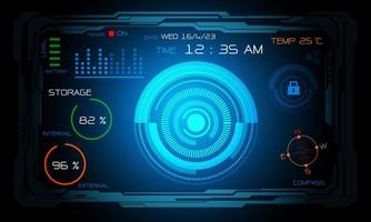 Technology cyber screen display control menu color design ultramodern futuristic background vector