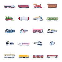 Pack of Train Types Flat Vectors