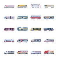 Collection of Rail Vehicles Flat Vectors