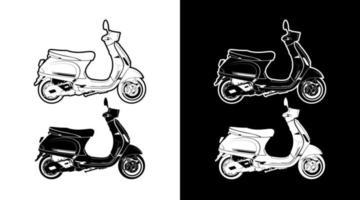 Scooter moped motorcycle front view detailed vector illustration outline icon Design template