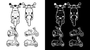 Scooter outline vehicle detailed icon collection bundle vector illustration Design