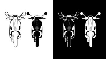 scooter matic motocicleta vehículo frente ver detallado vector ilustración contorno icono diseño